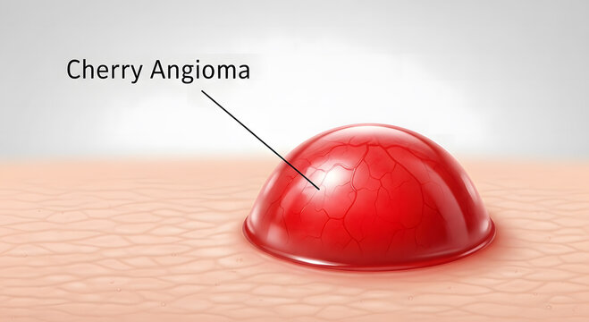 Cherry Angioma is a small, raised, bright red skin growth