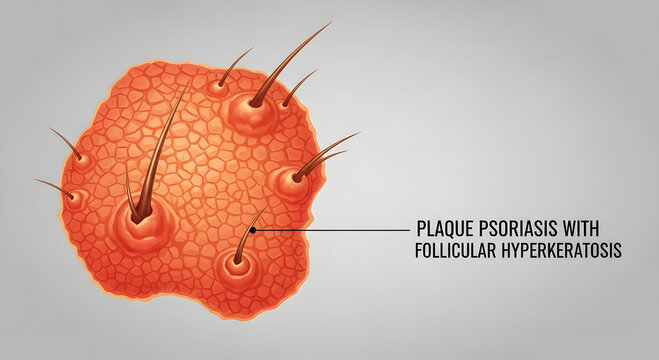 Plaque psoriasis with follicular hyperkeratosis skin condition illustration