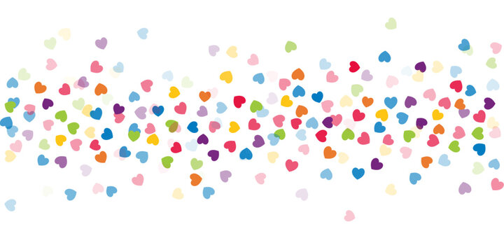 Colorful hearts confetti, happy birthday party glitter decor, rainbow colors childish decor