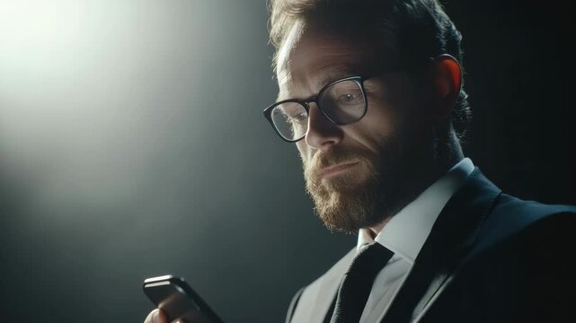 Businessman checking message on device