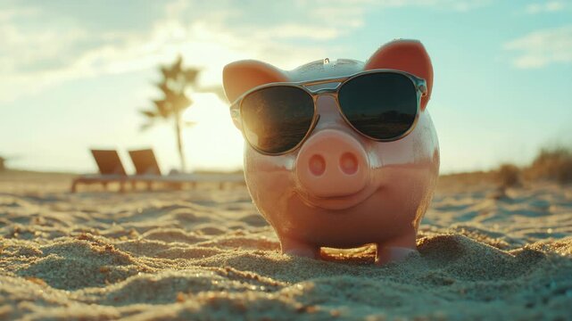 Bank in sunglasses and basking in sunshine