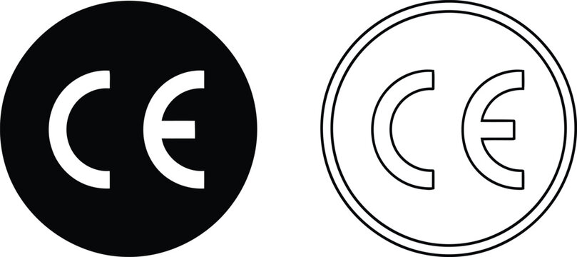 A collection of two distinct ce marking symbol designs displayed in a simple black and white style Vector