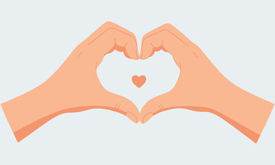 Obraz premium Hands forming a heart shape with a small heart in the middle on a light blue background