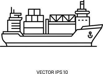 Naklejka premium Large cargo ship with containers.