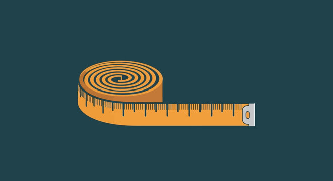 Minimalist Illustration of an Orange Rolled Measuring Tape - Precision Measurement Tool Icon
