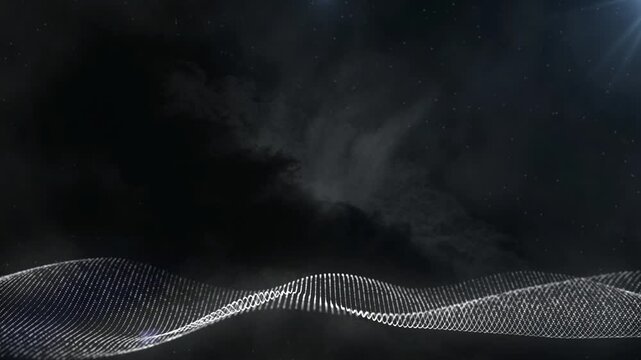 Smooth white light waves flowing seamless loop ultra HD motion graphics design. Dynamic abstract white technology background waves seamless loop animation of energy motion.