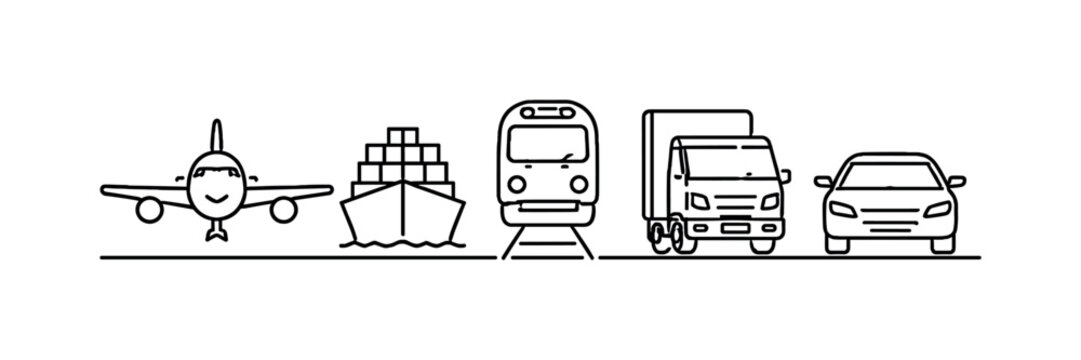 Global travel and transportation network enabling movement of people and goods across cities and countries with reliable mobility infrastructure, a passenger airplane, a cargo ship