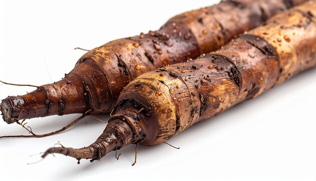 Mashua Andean root, an elongated brown root with a fibrous texture