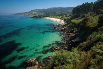 Fototapeta premium Beautiful coastline in Galicia with serene beach