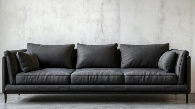 This sleek, modern leather sofa is the perfect focal piece for any living room. The large size and high back cushions make it ideal for lounging or hosting.