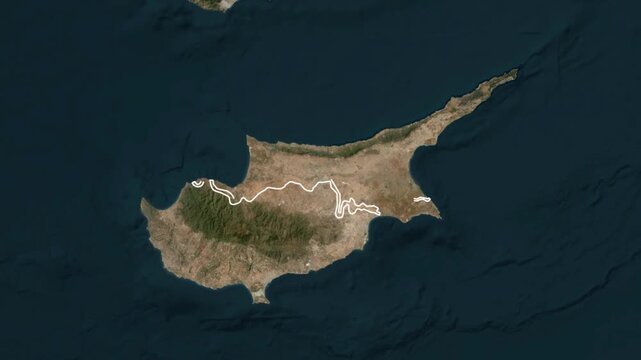3D animated map of the cyprus no mans area with tag name