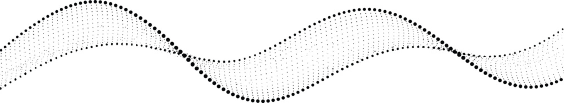 Sinusoidal wave dot pattern illustration, abstract gradient design, mathematical waveform art, oscillating curve texture, modern graphic resource, scientific motion background set