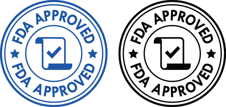FDA Approved Checkmark Badge Icon &ndash; Official Approval Seal with Verified Tick Symbol for Quality Certification