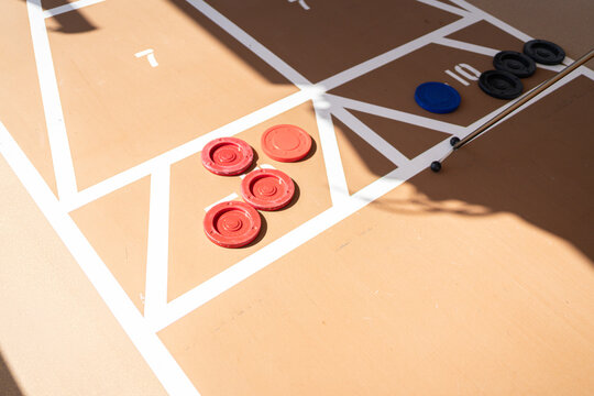 Shuffle board game on Cruise ship deck