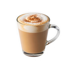 Obraz premium Glass mug of latte coffee with cinnamon on top