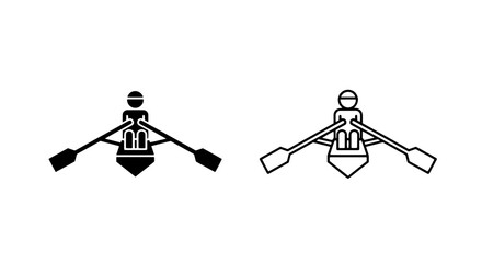 Rowing boat icon, black and white vector for competitive sport © MdDelowar