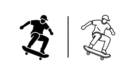Skateboarding split icon, person riding skateboard on white background © MdDelowar