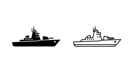 Naval military warship icon for maritime transportation and defense strategy applications © MdDelowar