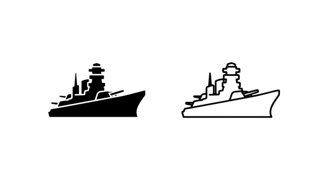 Angled military warship icon vector for naval fleet and defense system illustrations