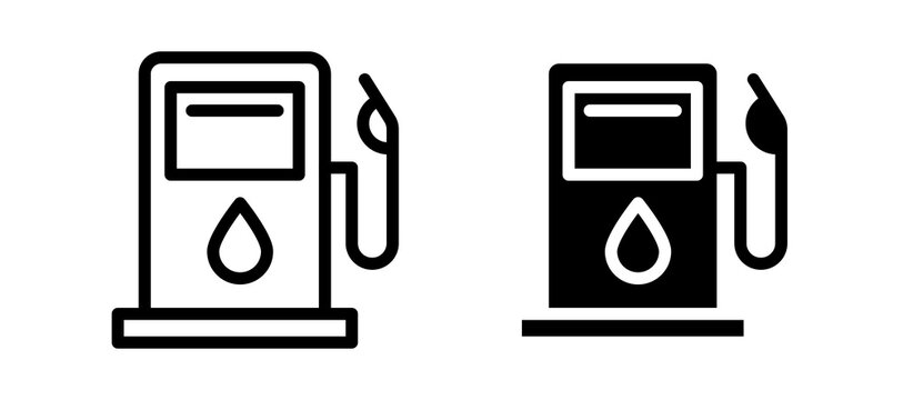 Gas station icon in black color for website or app.