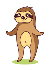 Fototapeta premium Cute Sloth Smiling Mascot Logo. Editable stroke