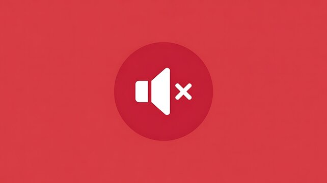 Muted red background with white speaker icon and mute symbol