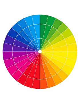 A vibrant, circular spectrum of colors, arranged in a color wheel. Gradients and sectors form the visual composition