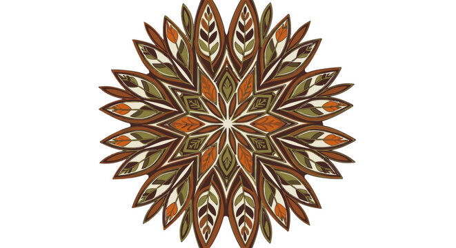 Intricate brown and orange mandala design.