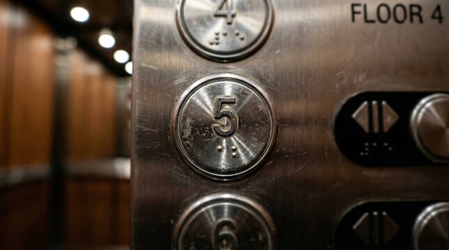 Elevator control panel with Braille and tactile buttons