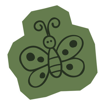 Scrapbook hand drawn minimal butterfly with spotted wings and curled antennae representing nature and environmental biodiversity vector design.
