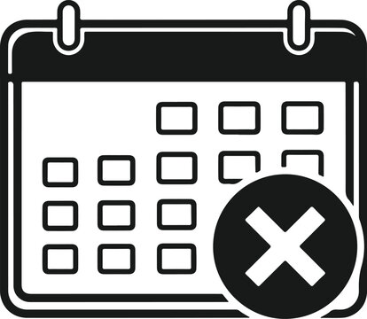 A black and white calendar icon with a circled x indicating cancellation or removal