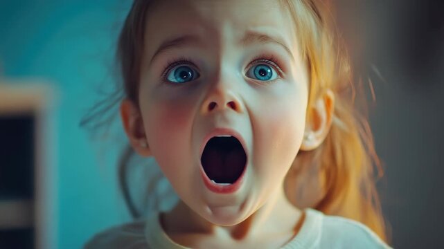 Surprise and shock on a young girl's face.