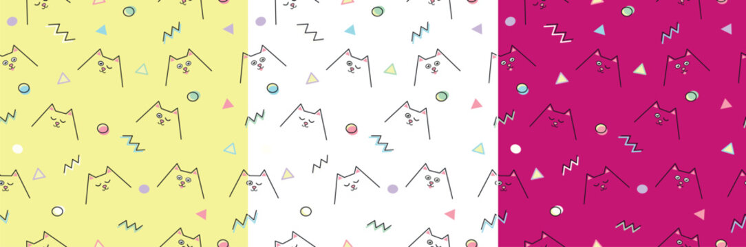 A cute vector seamless pattern featuring kittens