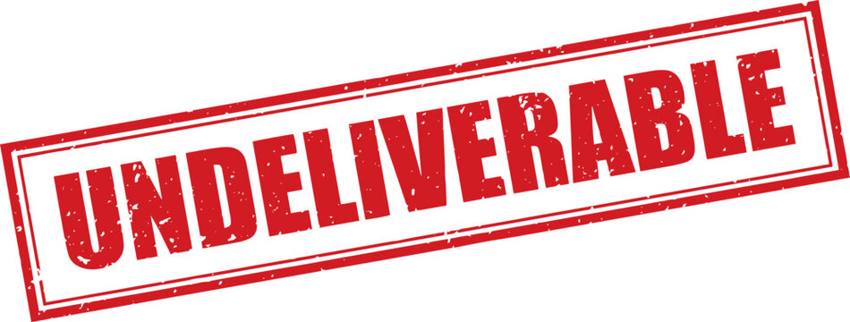 Red Undeliverable Rubber Stamp Sign Mark Word Text Written in Grunge Vector in Grunge Border in Transparent Background, Svg, Png