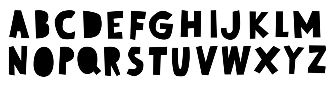 hand drawn cutout alphabet vector set with bold uppercase letters
