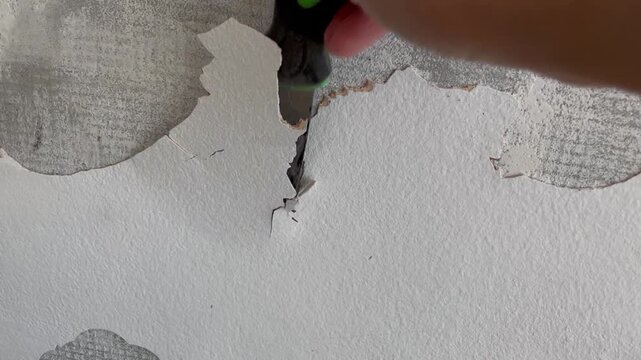 Wall repair: paint is peeling off the wall; spackling is peeling off the wall 