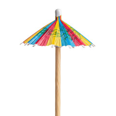 Obraz premium A colorful umbrella with a wooden pole on transparent background