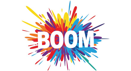 Colorful explosion with the word boom presented as a striking silhouette © AL-AMIN