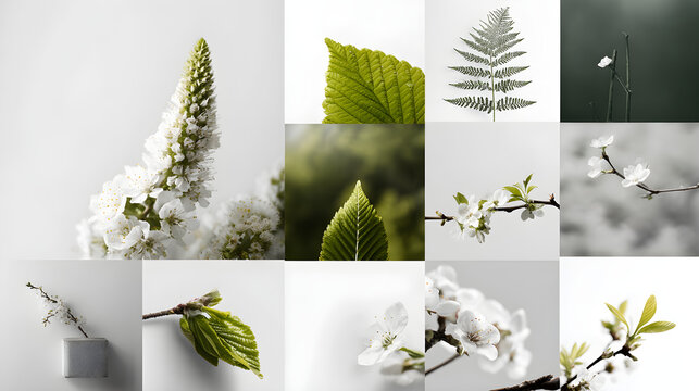 Fresh and clean nature concept, high-key photography, spacious layout for modern spring branding.