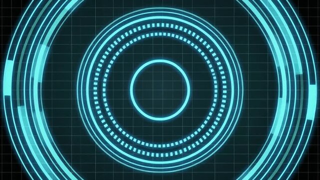 Seamless looping transparent radar grid cinematic rotating luminous rings moving blips sleek holographic interface luminous refined visuals motion gradient glow