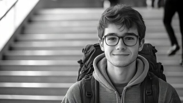 A young backpacker with a smile