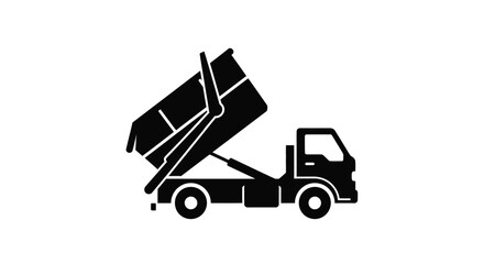 Black silhouette of a dump truck unloading materials simple design silhouette © MSTSALINA