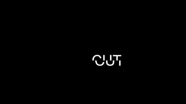 Minimalist 'CUT' Text Animation with Fragmented Letters on Black