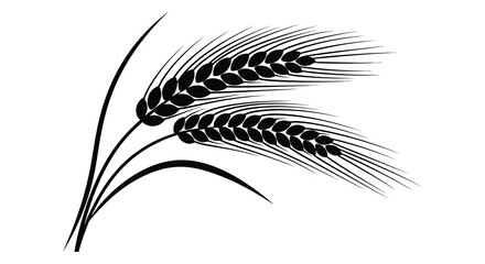 Elegant wheat stalks displayed in a striking black silhouette high quality © MIRAJ02