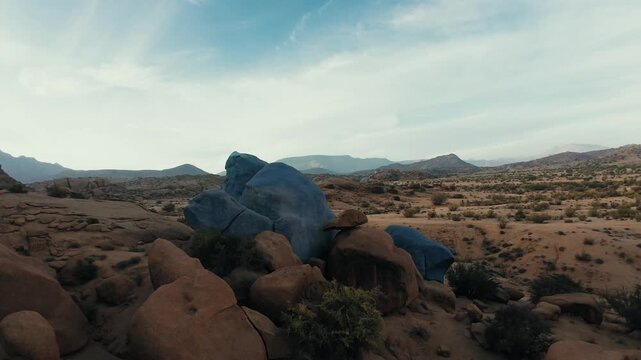 Drone FPV Shot of Historic Rock Paintings in Tafraout