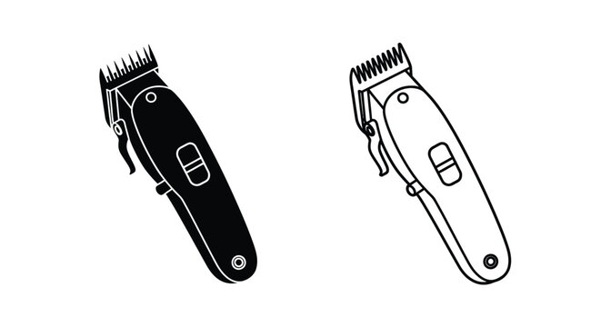 Two black hair clippers shown in contrasting styles a clean silhouette