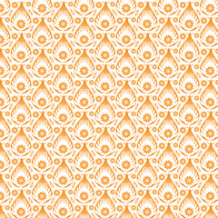 Fototapeta premium Seamless orange and white floral pattern design for wallpaper and background