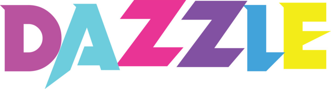 Dazzle word art in bold, vibrant colors creating a flashy and eye-catching graphic element