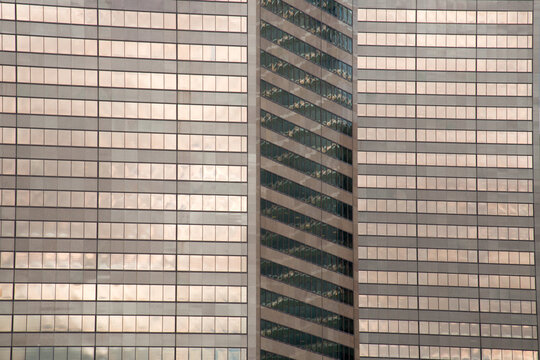 Canada, Alberta, Calgary.  Architectural patterns in highrise office tower in the financial district.