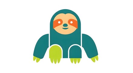 Fototapeta premium Colorful cartoon sloth character with playful expression